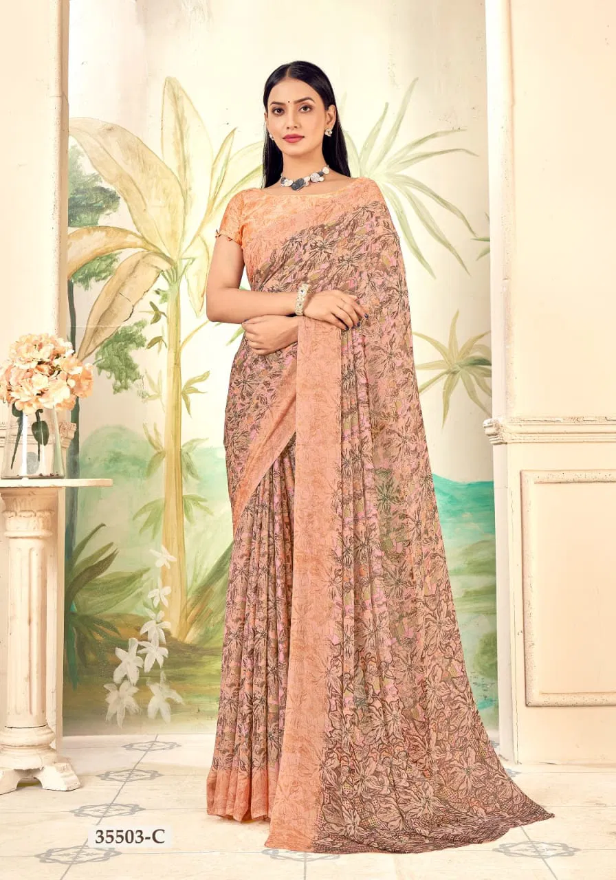 Aahana Vol 5 By Ruchi Silver Chiffon Daily Wear Surat Sarees Wholesale Market